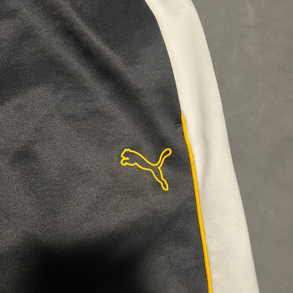 Puma Porsche Legacy Turbo Track Pants Mens Medium Black Yellow White Side Stripe - Picture 5 of 7